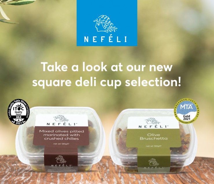 New packaging for our Nefeli olives and antipasti. Take a look at our new square deli cup selection.