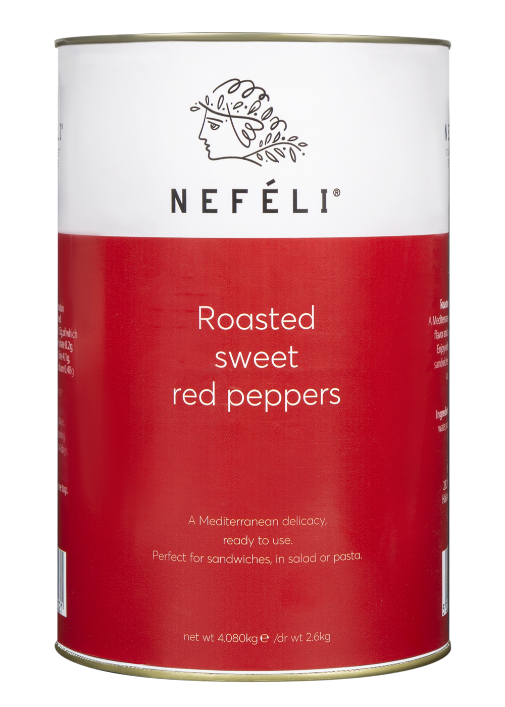 Roasted sweet red peppers in A12 metal tin