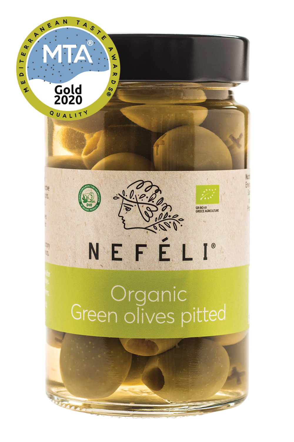 Organic Green olives pitted