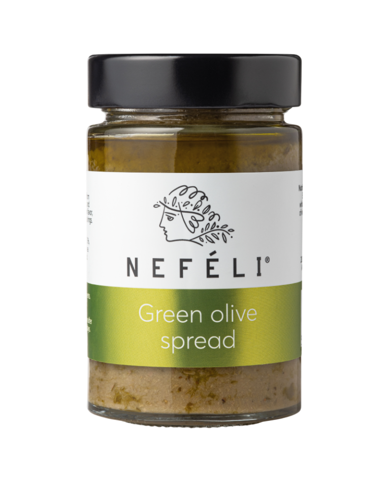 Nefeli Green olive tapenade in 212ml glass jar