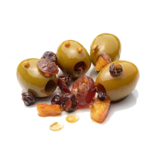 Green olives with cranberries & raisins in a honey vinaigrette (Sweet olive mix)