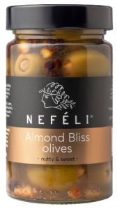 Almond Bliss olives in 300ml glass jar