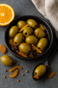 NEFÉLI Sweet Olive Mix Greek green olives preserved in sweet brine with citrus peel and spices