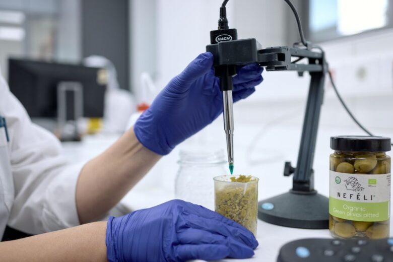 Greek olives laboratory testing process supporting IFS certified Mediterranean food production