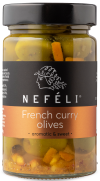 Nefeli French Curry olives in 300ml glass jar
