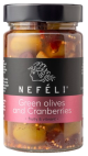 Nefeli Green olives & Cranberries in 300ml glass jar